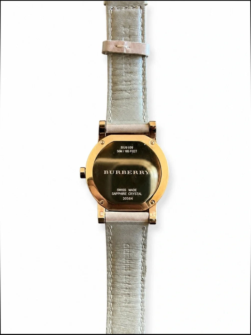 Burberry BU9109 Swiss Made Gold Tone Watch Cream Leather Strap - Picture 4 of 4